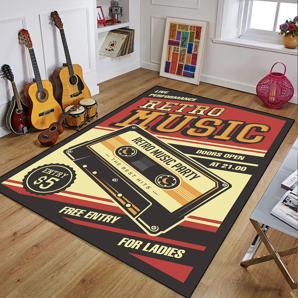 3D Printing Guitar - Retro เพลงพรมสําหรับตกแต่งห้องนอน Vintage Guitar Big 3D