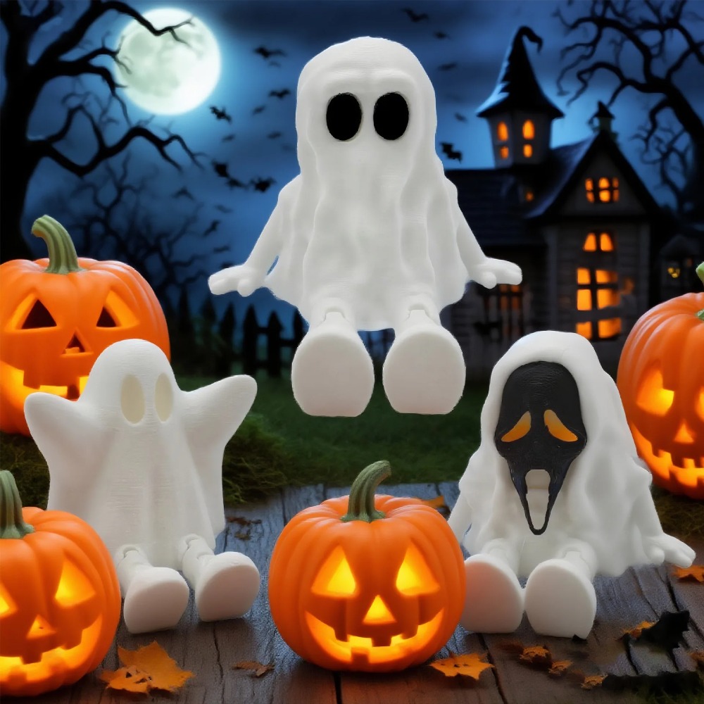 3D Printing Ghosting - โมเดลตกแต่งฮาโลวีนแบบพิมพ์ 3 มิติ รูปปั้นผีสำหรับงานเทศกาลผี ของตกแต่งงานปาร์ตี้ โมเดลฉากขนาดเล็กที่ข้อต่อขยับได้