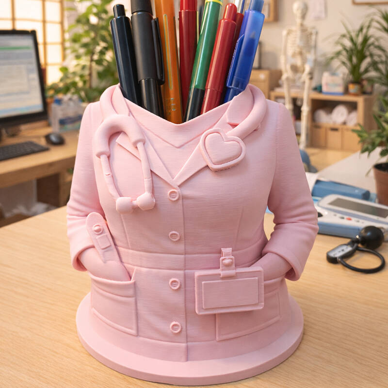 3D Printing For Medical - ที่ใส่ปากกา 3 มิติ รูปหมอ พยาบาล ของตกแต่งโต๊ะทำงาน