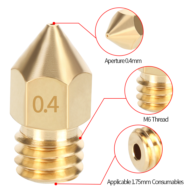 MK8 หัวฉีดทองเหลือง 0.2/0.3/0. - 3D Printer Nozzle Brass บทวิจารณ์และราคา