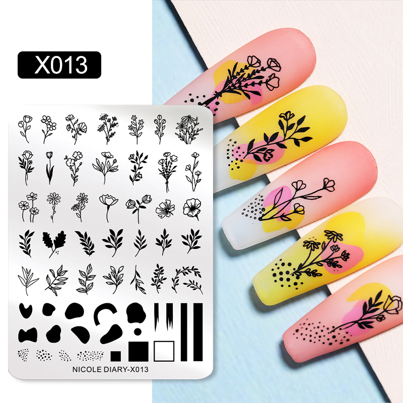 NICOLE DIARY ใบดอกไม้เล็บปั๊มแ - 3D Printing Template บทวิจารณ์และราคา