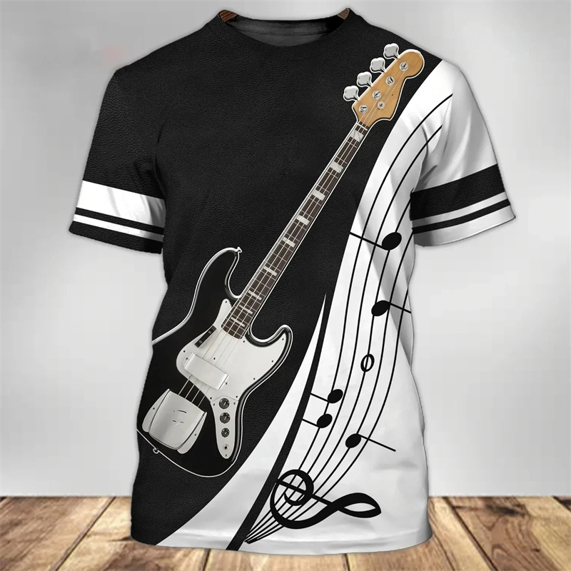 เสื้อยืดแฟชั่นพิมพ์ลายกีตาร์3D - 3D Printing Guitar บทวิจารณ์และราคา